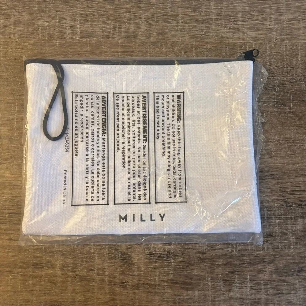 Milly White Clutch with Black Details